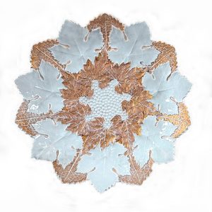 PRATO MEISSEN BRANCO E OURO FOLHAS DE PARREIRA