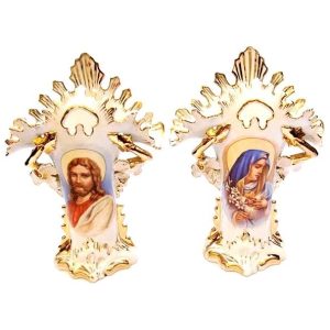 PAR DE ANFORAS COM FIGURAS RELIGIOSAS