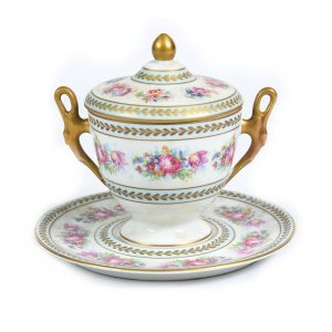POTICHE COM TAMPA EM PORCELANA LIMOGES
