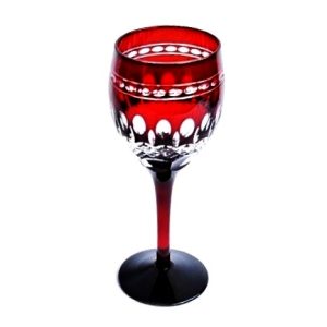 TAÇAS EM CRISTAL EUROPEU VERMELHO ESCURO