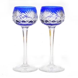 PAR DE TAÇAS EM CRISTAL BACCARAT AZUL ESCURO